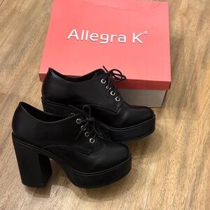Allegra K Black Chunky Platform Shoes